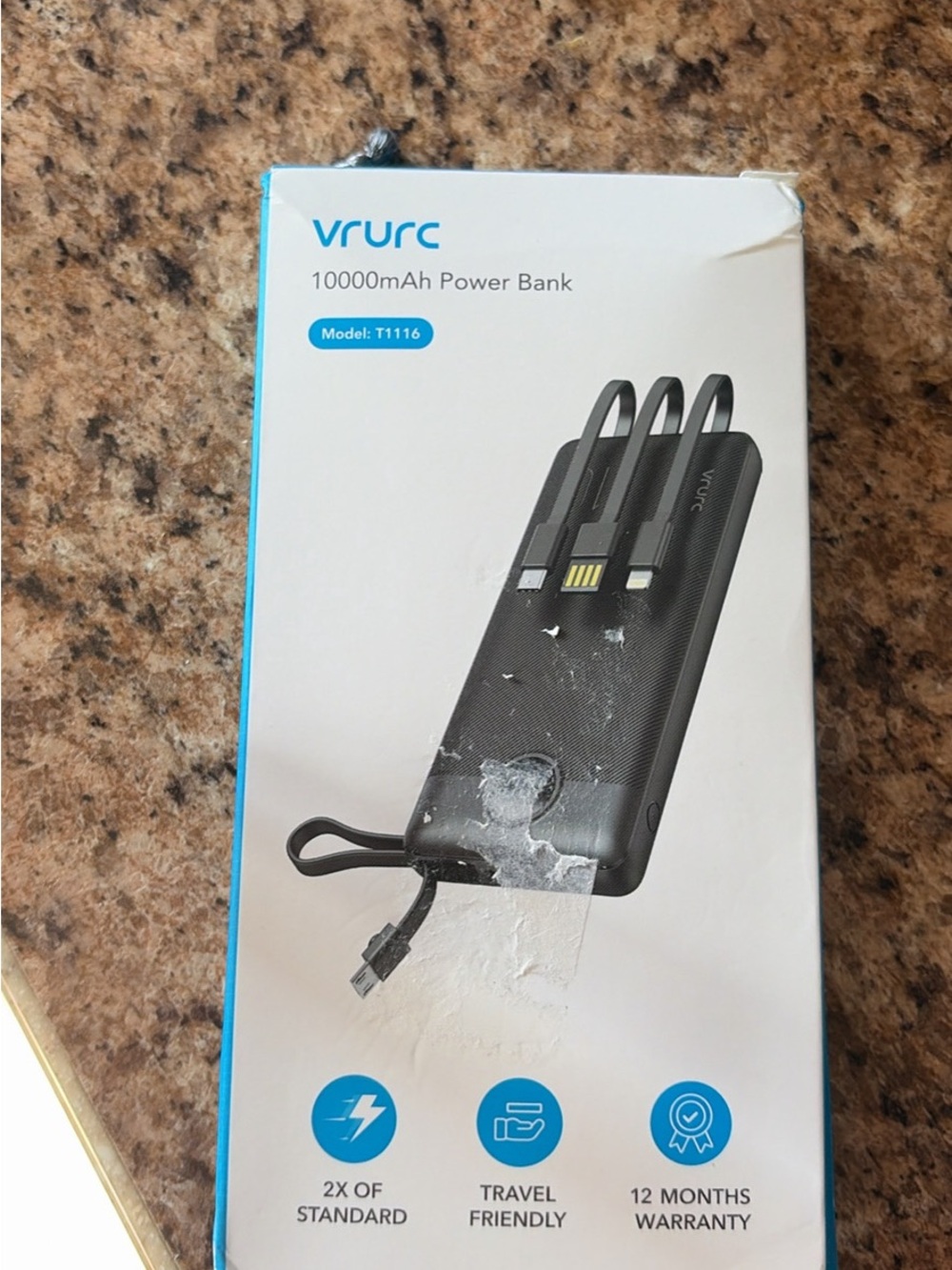 10000mAh Portable Power Bank - Black